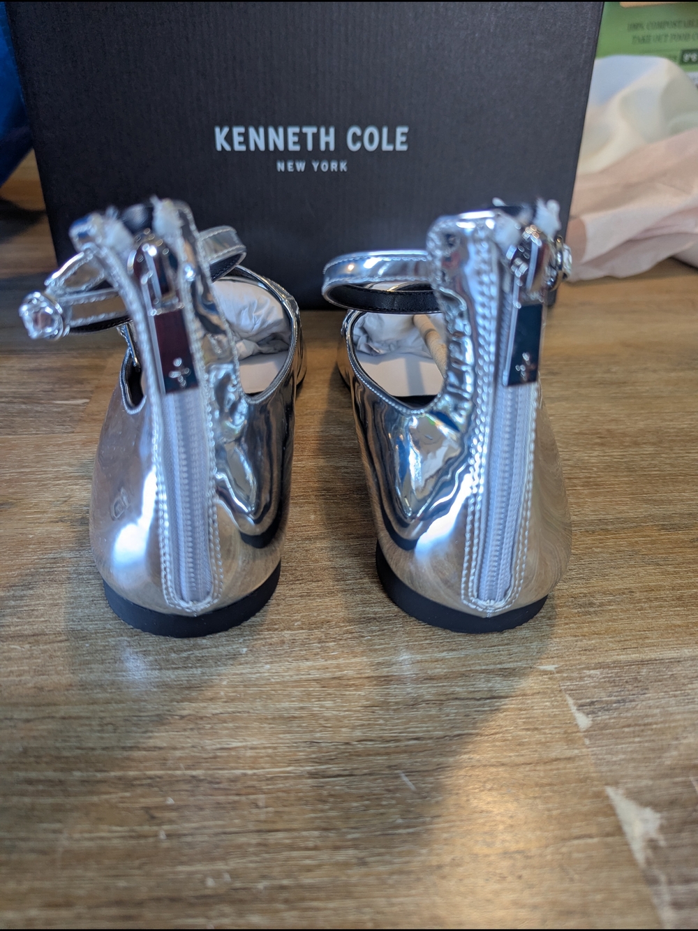 Kenneth Cole Women's Silver Pointed-Toe Mary Jane Flats - Picture 4 of 10